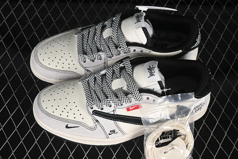 All categories Air Jordan Jordan series basketball shoes Air Jordan 1 Low high-end customized low-top sneakers Travis Scott x Fragment Design x Air Jordan 1 Low OG SP AJ1 Joe 1 Stussy joint beige weaving low-top cultural casual sneakers YX5066-301